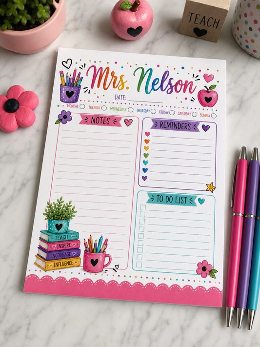 Bright Teacher Daily Planner Notepad