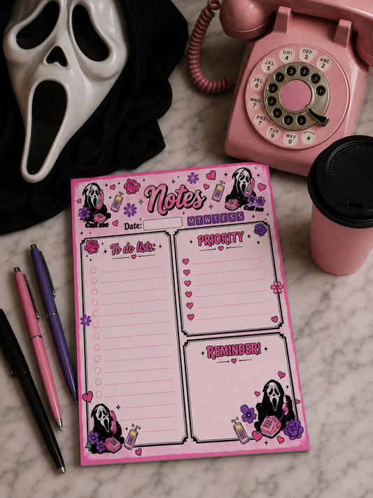 Pink Ghostface Notes Notepad