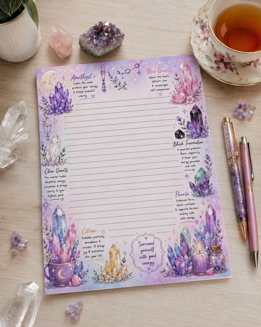 Inspirational Crystal-Themed Notepad