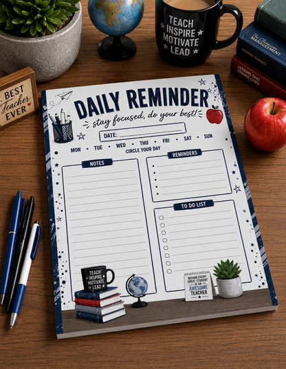 Daily Reminder – Stay Focused Teacher Notepad