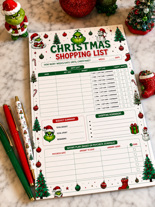 Grinch Christmas Shopping List