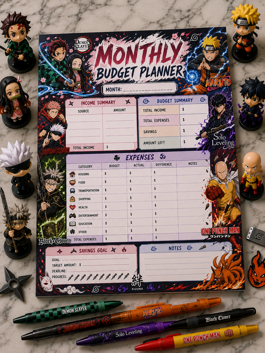 Anime Legends Monthly Budget Planner Notepad
