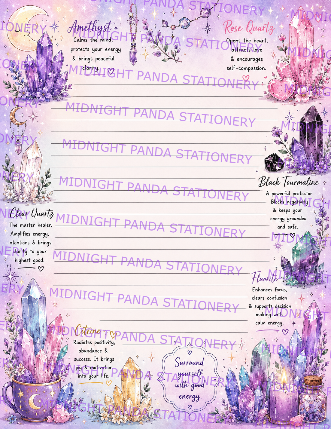 Inspirational Crystal-Themed Notepad