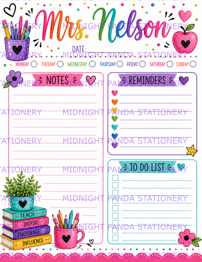 Bright Teacher Daily Planner Notepad
