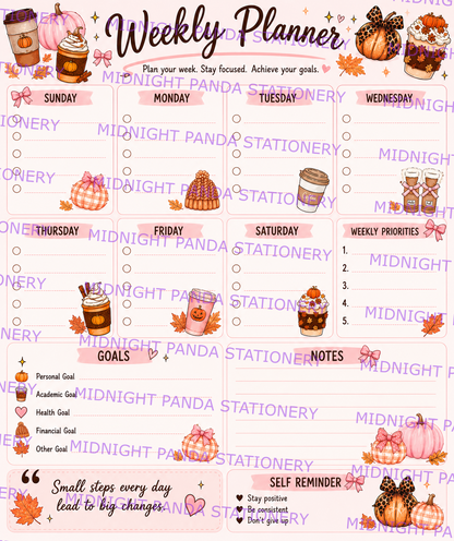 Autumn - Fall Themed weekly Planner