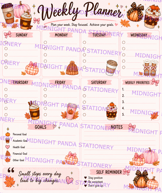 Autumn - Fall Themed weekly Planner