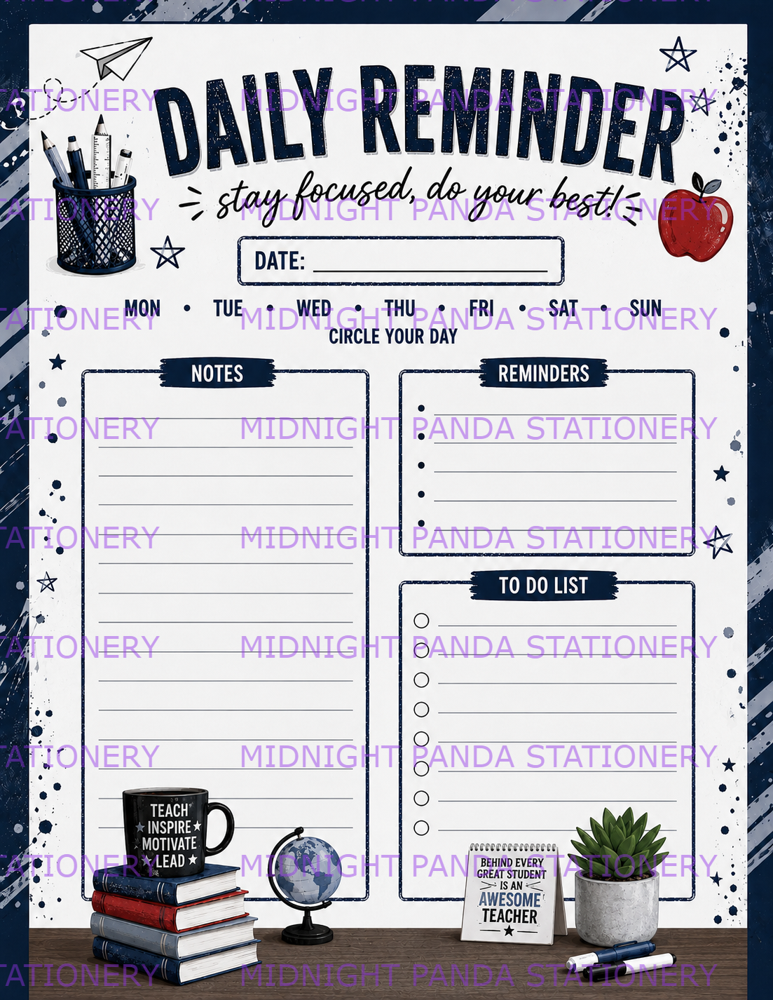 Daily Reminder – Stay Focused Teacher Notepad